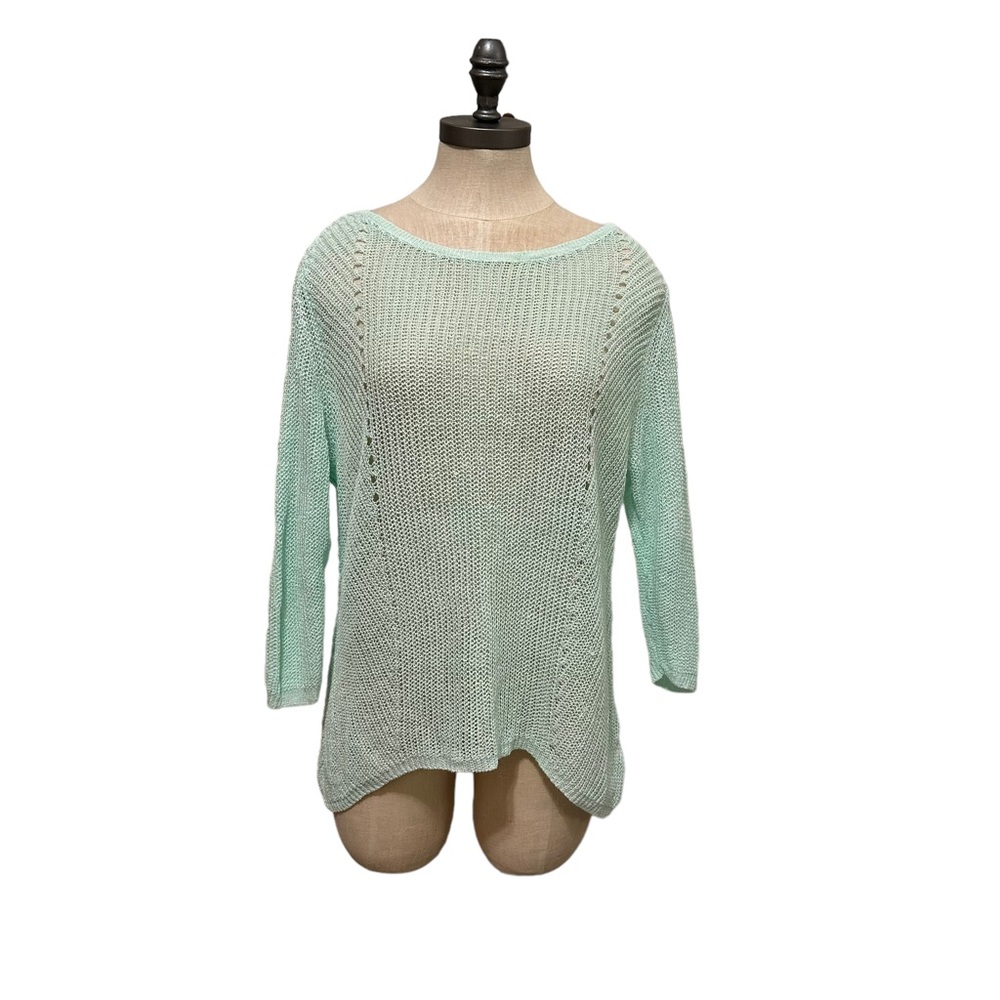 Eileen Fisher Knit Linen Sweater sea foam green Size L
